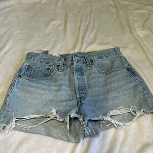 Levi's Light Blue Distressed Jean Shorts